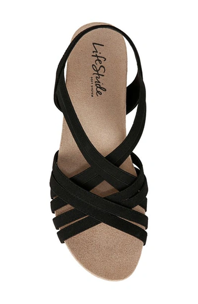 Shop Lifestride Mallory Strappy Slingback Wedge Sandal In Black