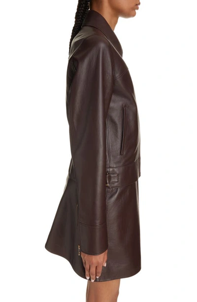 Shop Chloé Marcie Buckle Leather Aviator Jacket In Kohl Brown