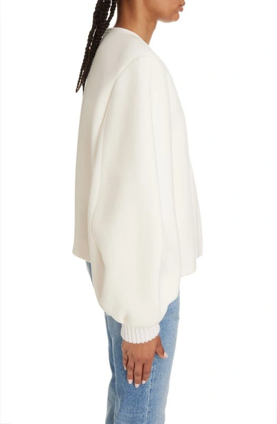 Shop Chloé Balloon Sleeve Wool Blend Jacket In Eden White