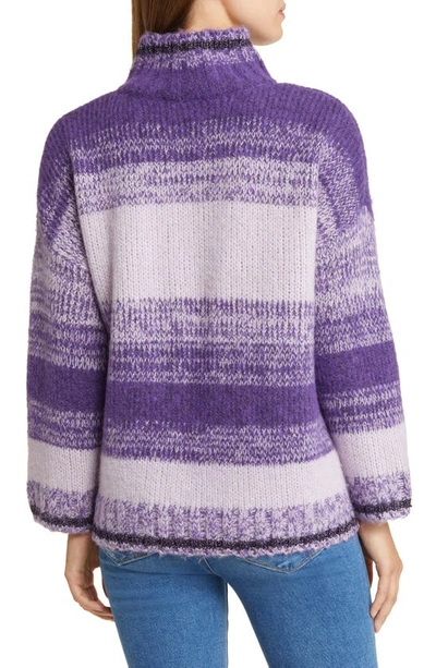 Wit & Wisdom Ombré Stripe Turtleneck Sweater In Mocha Multi