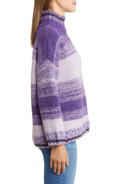 Wit & Wisdom Ombré Stripe Turtleneck Sweater In Mocha Multi