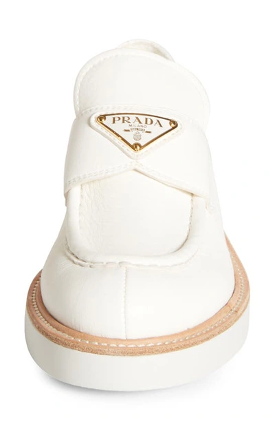 Shop Prada Triangle Logo Platform Loafer In Ivory