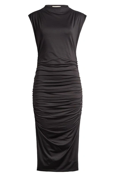 Shop Open Edit Ruched Body-con Midi Dress In Black