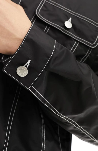 Shop Asos Design Crop Nylon Trucker Jacket In Black