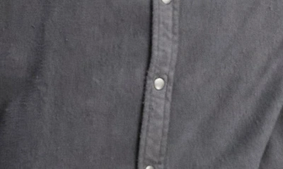 Shop Asos Design Oversize Flannel Snap-up Shirt In Charcoal