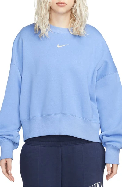 Shop Nike Phoenix Fleece Crewneck Sweatshirt In Polar/ Sail