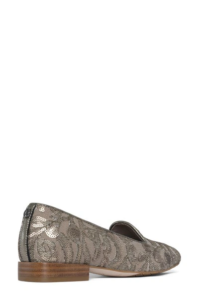 Shop Donald Pliner Reena Sequin Embellished Loafer Flat In Pewter