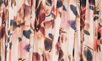 Shop Lost + Wander Thea Floral Print Pleated Midi Dress In Cream Floral Multi
