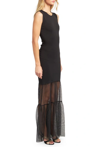Shop En Saison Copen Sheer Hem Sleeveless Maxi Dress In Black