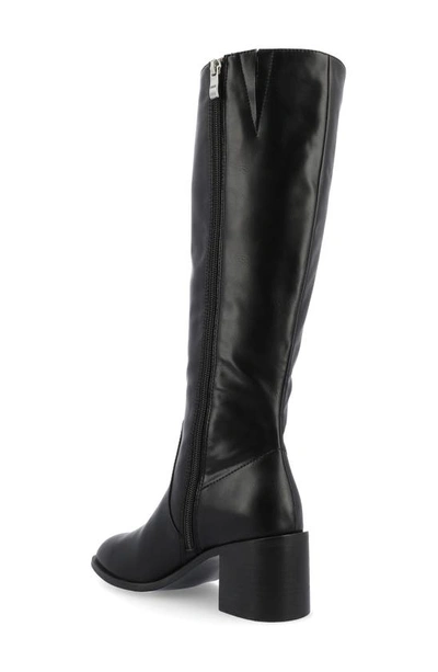 Journee Collection Wide Width Extra Wide Calf Womens Romilly Tru Comfort Foam Stacked Block Heel Round Toe Boots In Black