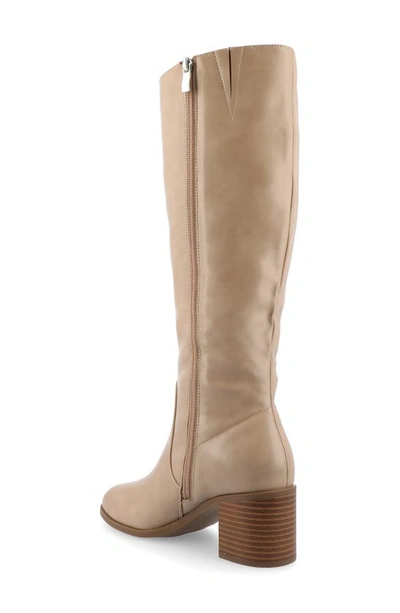 Journee Collection Wide Width Extra Wide Calf Womens Romilly Tru Comfort Foam Stacked Block Heel Round Toe Boots In Tan