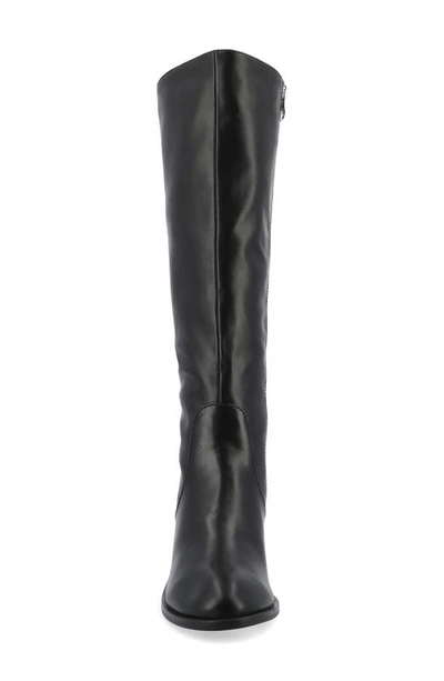 Journee Collection Wide Width Extra Wide Calf Womens Romilly Tru Comfort Foam Stacked Block Heel Round Toe Boots In Black