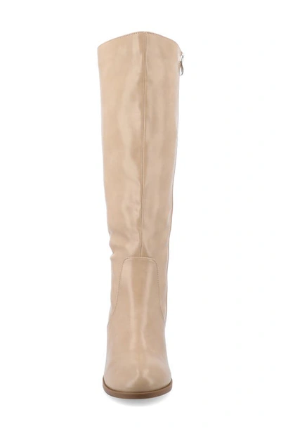 Journee Collection Wide Width Extra Wide Calf Womens Romilly Tru Comfort Foam Stacked Block Heel Round Toe Boots In Tan