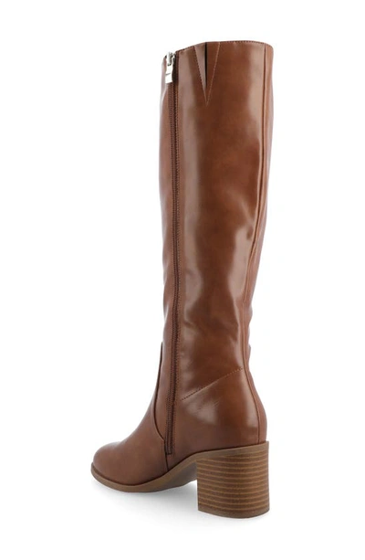 Journee Collection Wide Width Extra Wide Calf Womens Romilly Tru Comfort Foam Stacked Block Heel Round Toe Boots In Brown