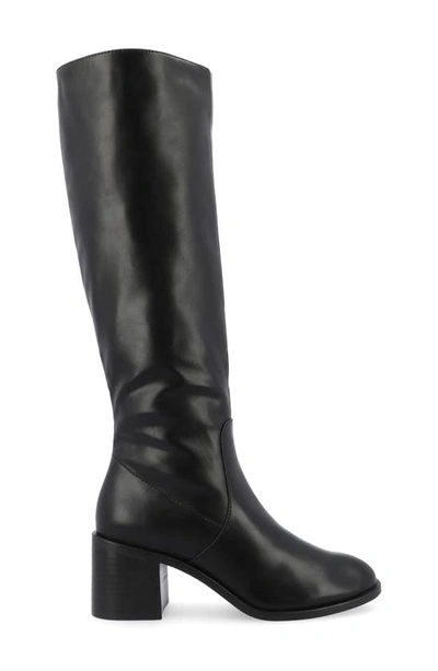 Journee Collection Wide Width Extra Wide Calf Womens Romilly Tru Comfort Foam Stacked Block Heel Round Toe Boots In Black