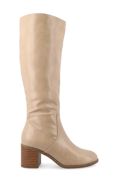 Journee Collection Wide Width Extra Wide Calf Womens Romilly Tru Comfort Foam Stacked Block Heel Round Toe Boots In Tan