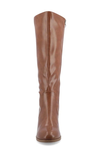Journee Collection Wide Width Extra Wide Calf Womens Romilly Tru Comfort Foam Stacked Block Heel Round Toe Boots In Brown