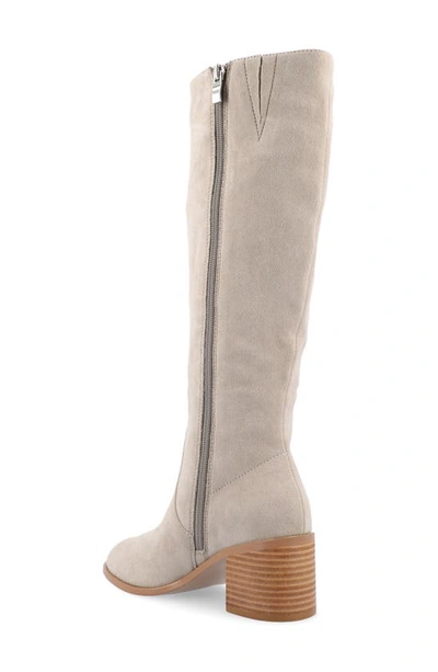 Journee Collection Wide Width Extra Wide Calf Womens Romilly Tru Comfort Foam Stacked Block Heel Round Toe Boots In Stone