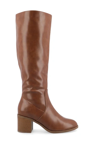 Journee Collection Wide Width Extra Wide Calf Womens Romilly Tru Comfort Foam Stacked Block Heel Round Toe Boots In Brown