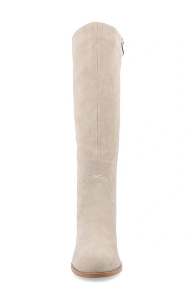 Journee Collection Wide Width Extra Wide Calf Womens Romilly Tru Comfort Foam Stacked Block Heel Round Toe Boots In Stone