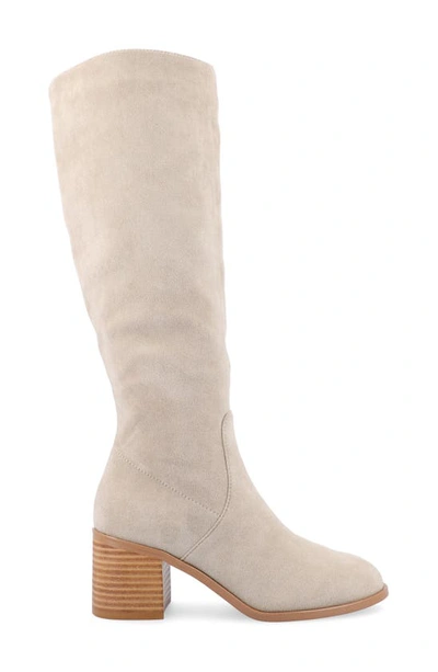 Journee Collection Wide Width Extra Wide Calf Womens Romilly Tru Comfort Foam Stacked Block Heel Round Toe Boots In Stone