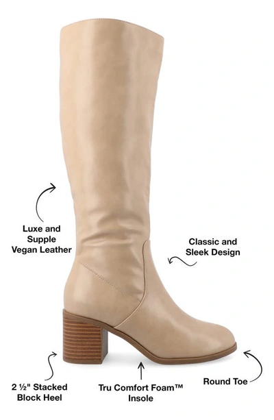 Journee Collection Wide Width Extra Wide Calf Womens Romilly Tru Comfort Foam Stacked Block Heel Round Toe Boots In Tan