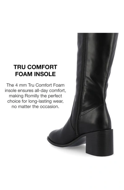 Journee Collection Wide Width Extra Wide Calf Womens Romilly Tru Comfort Foam Stacked Block Heel Round Toe Boots In Black
