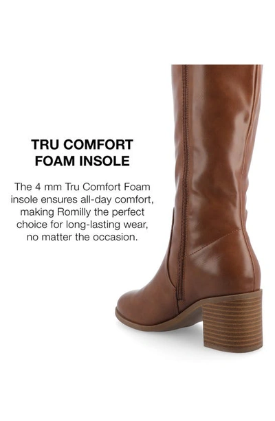 Journee Collection Wide Width Extra Wide Calf Womens Romilly Tru Comfort Foam Stacked Block Heel Round Toe Boots In Brown