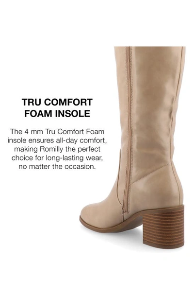 Journee Collection Wide Width Extra Wide Calf Womens Romilly Tru Comfort Foam Stacked Block Heel Round Toe Boots In Tan