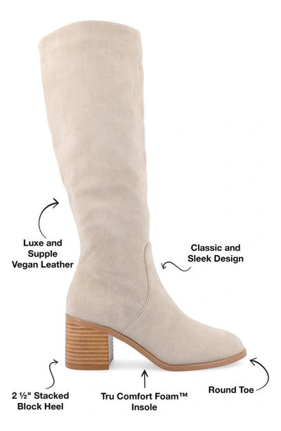 Journee Collection Wide Width Extra Wide Calf Womens Romilly Tru Comfort Foam Stacked Block Heel Round Toe Boots In Stone