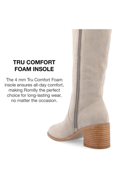 Journee Collection Wide Width Extra Wide Calf Womens Romilly Tru Comfort Foam Stacked Block Heel Round Toe Boots In Stone