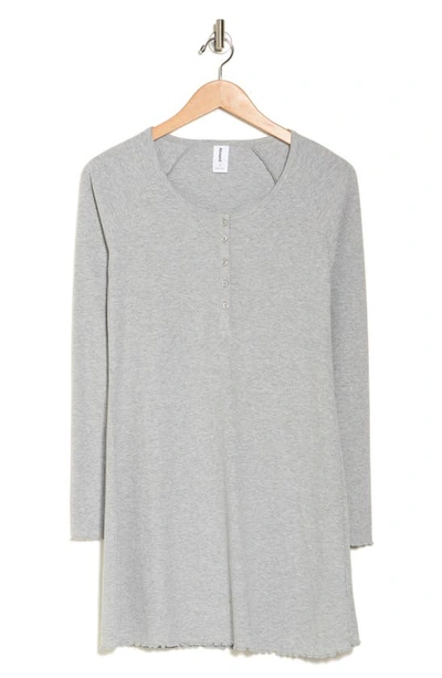 Shop Abound Long Sleeve Ribbed Henley Dress In Grey Heather