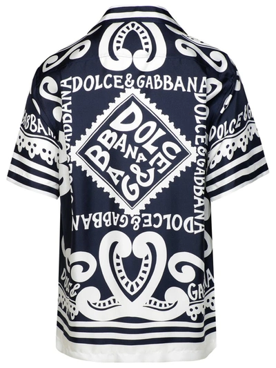 Shop Dolce & Gabbana Navy Silk Shirt