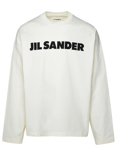Shop Jil Sander Ivory Cotton T-shirt In Avorio