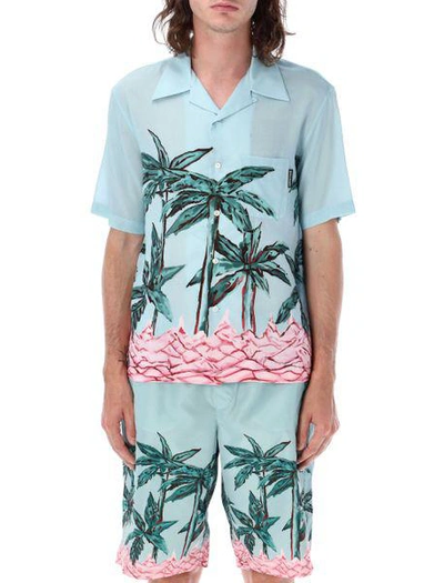 Shop Palm Angels Shirts In Bluegree