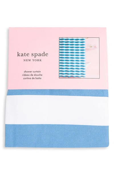 Shop Kate Spade Blue Cabana Stripe Printed Cotton Shower Curtain