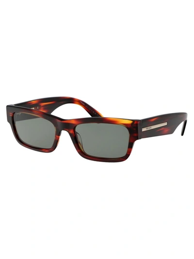 Prada Rectangular Frame Sunglasses Sunglasses In 13o03r Red/black Havana