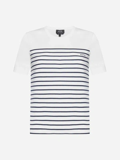 Shop Apc Alexandra Striped Cotton T-shirt In Ecru