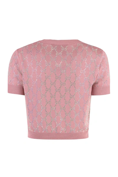 Shop Gucci Short Sleeve Sweater In Pink
