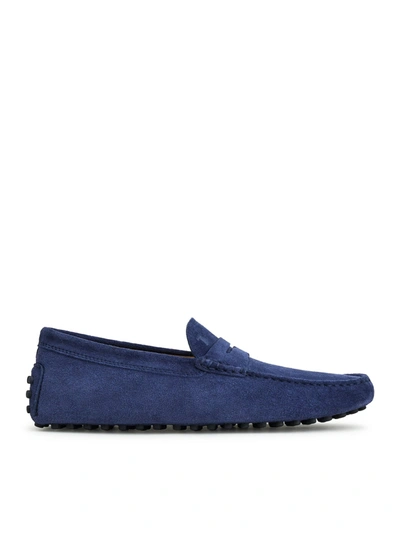 Shop Tod's Gommino Moccasin In Suede In Blue