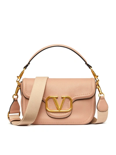 Shop Valentino Alltime Shoulder Bag In Grained Calfskin In Pink & Purple