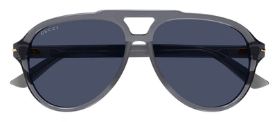 Shop Gucci Gg1443s M 005 Aviator Sunglasses In Blue