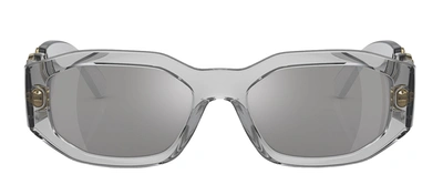 Shop Versace Ve 4361 311/6g Geometric Sunglasses In Silver