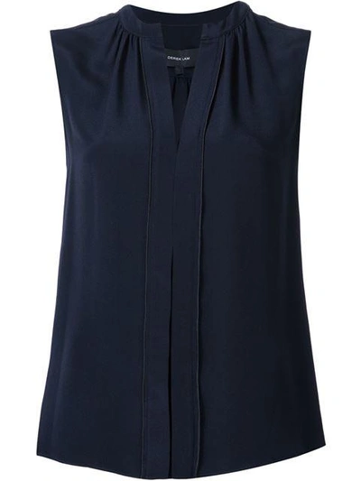 Shop Derek Lam Kara Sleeveless Silk Blouse In Blue