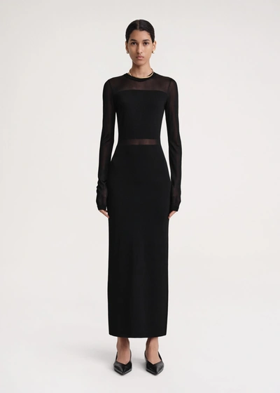 Shop Totême Semi-sheer Knitted Cocktail Dress Black