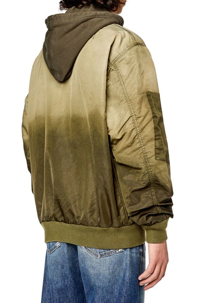 Shop Diesel Common Hooded Nylon Jacket In Ivy Green