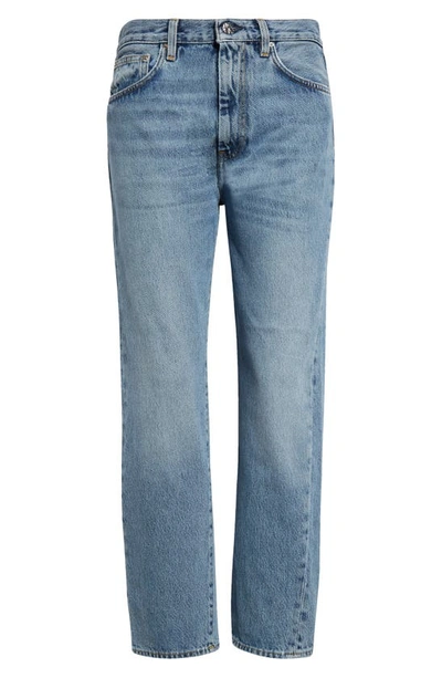 Shop Totême Twisted Seam Organic Cotton Straight Leg Jeans In Worn Blue