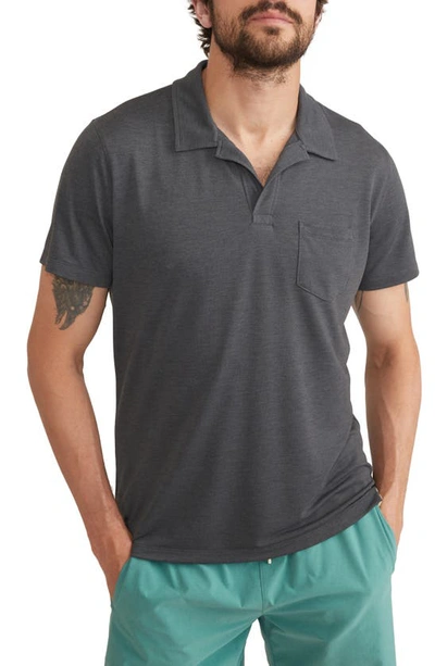 Shop Marine Layer Sport Air Pocket Performance Polo In Faded Black