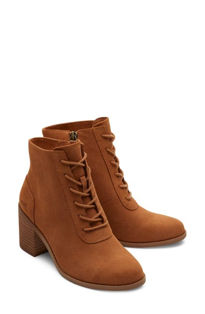 Toms Women's Evelyn Block Heel Lace-up Booties In Brown
