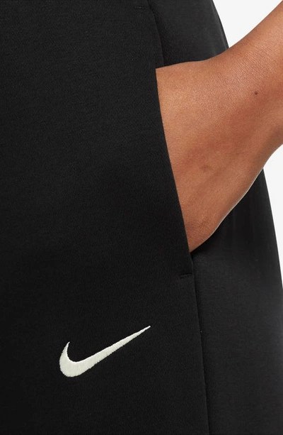 Shop Nike Sportswear Phoenix High Waist Wide Leg Sweatpants In Black/ Sail